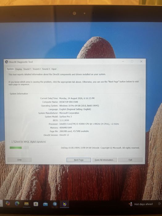 Microsoft Surface Pro 3 / Core i5 / 4GB RAM /