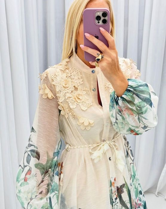 Уникална рокля лен и памук