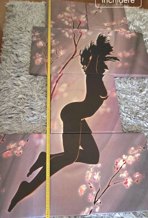 Tablou Canvas fata și flori de cireș