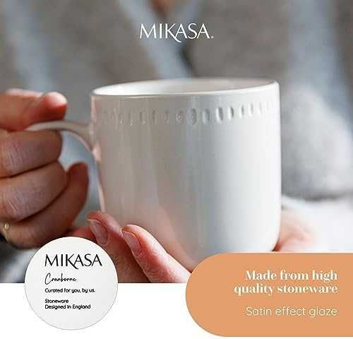 Нов комплект от 4 броя Керамични Чаши Mikasa Cranborne 320ml Подарък дом кухня