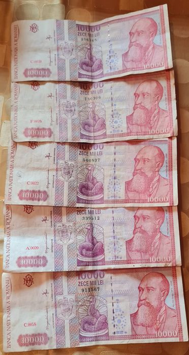 Bancnote vechi românești de 10.000 Lei