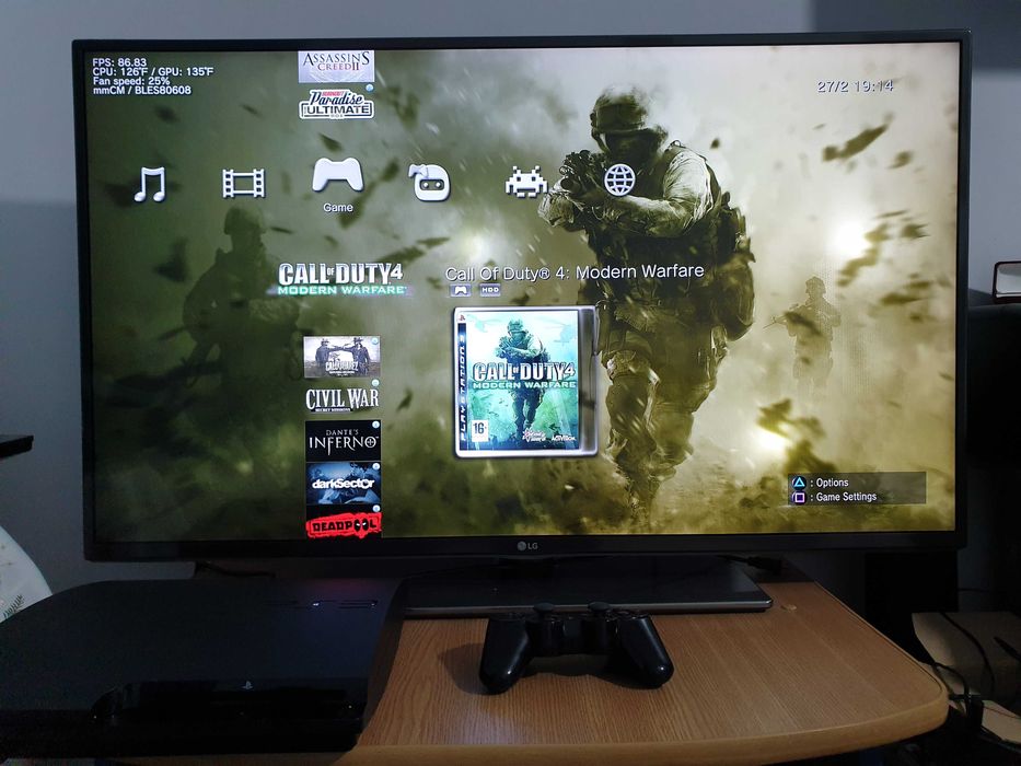 PS3 modat HEN 160 GB + 20 jocuri (GTA V, Red Dead, Spider-Man, NFS)