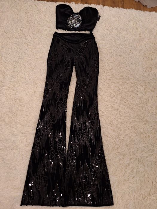 Corset din catifea cu paiete, Bershka, Nou