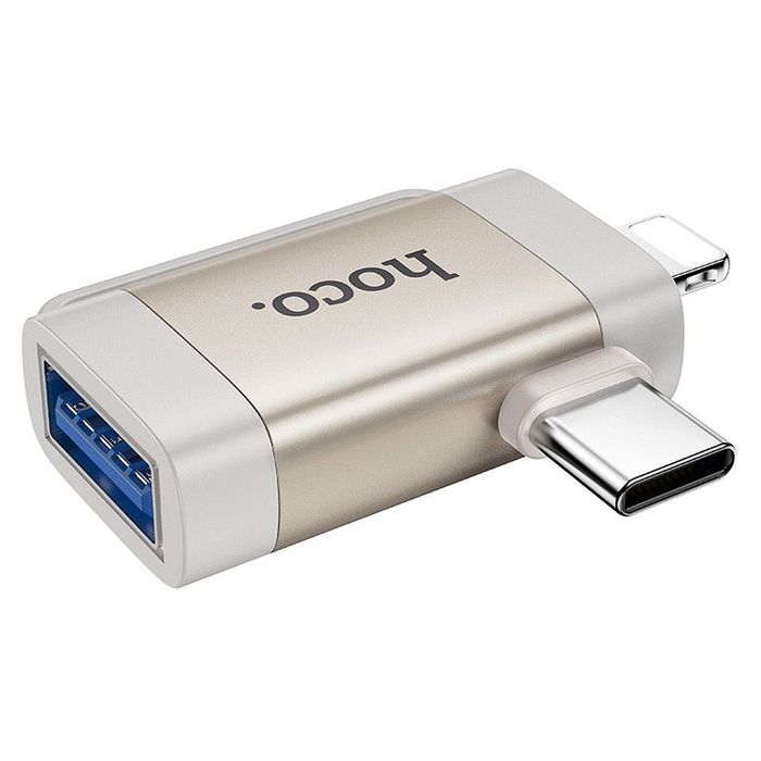 HOCO адаптер OTG 2in1 Type C / Lightning към USB A