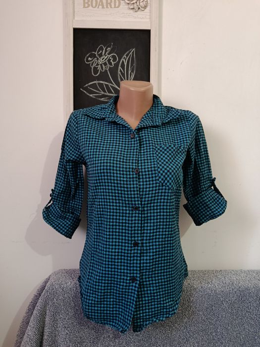 Cămașă nouă albastru pătrățele mărimea S office Punk Rock style