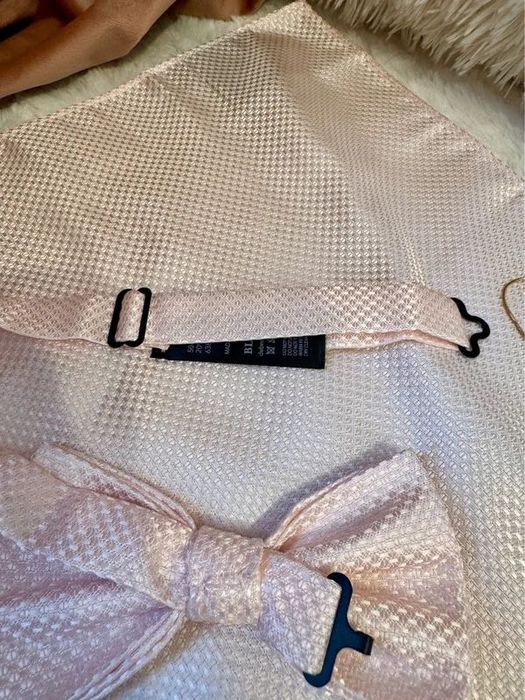 Set papion și batistă roz trandafiriu