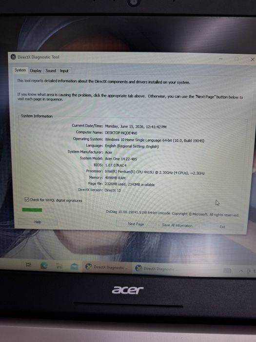 Laptop ACER ONE 14 Z2-485