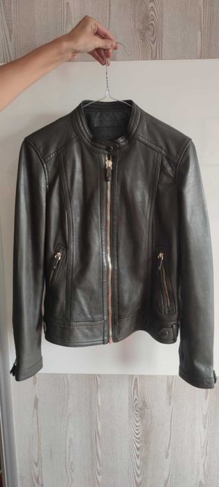 Яке Естествена кожа - Тъмно зелено (Pistachio Green), тип рокерско