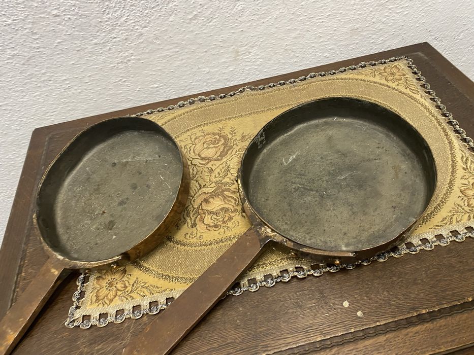 Старинни медни тигани комплект 2 броя Западна Европа 1900