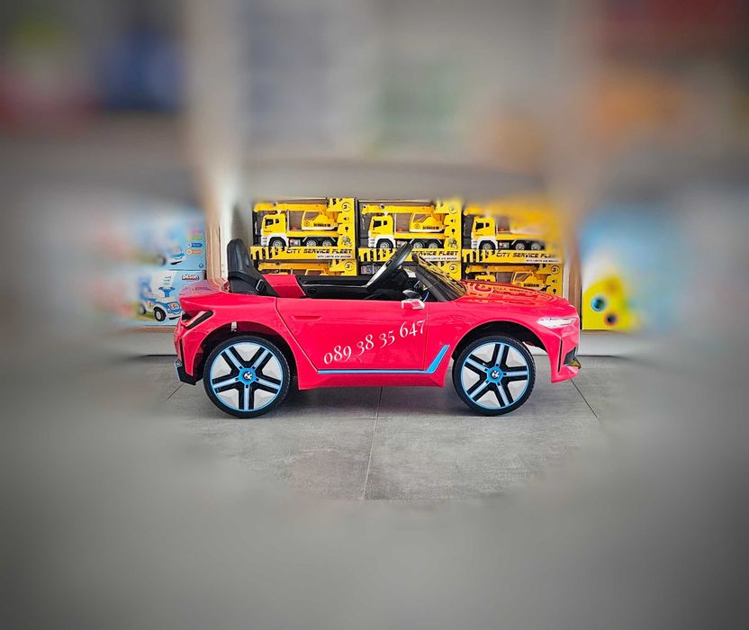 ТОП ЦЕНА!НОВО!Акумулаторна кола BMW I4 с 12V,кожена седалка,EVA гуми