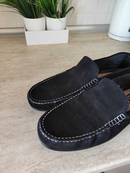 Мокасини велур тъмно сини почти черни