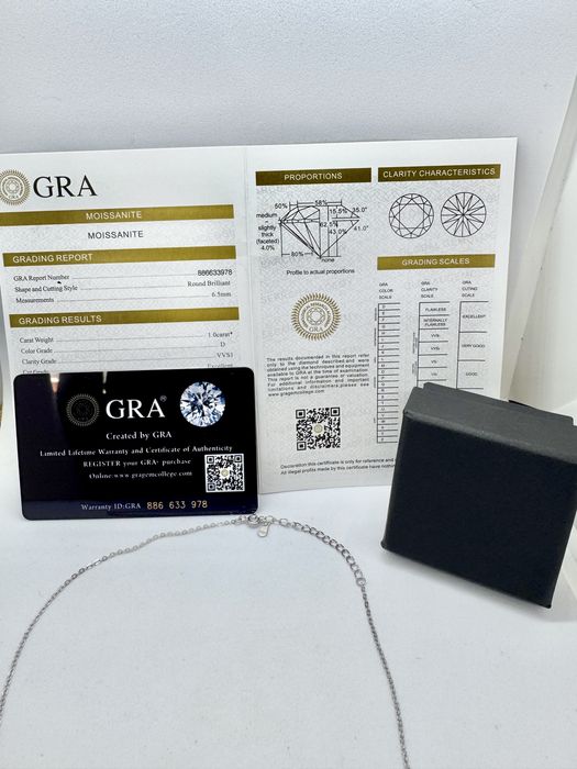 Сребърно колие с мойсанит (Диамант) 1 карат