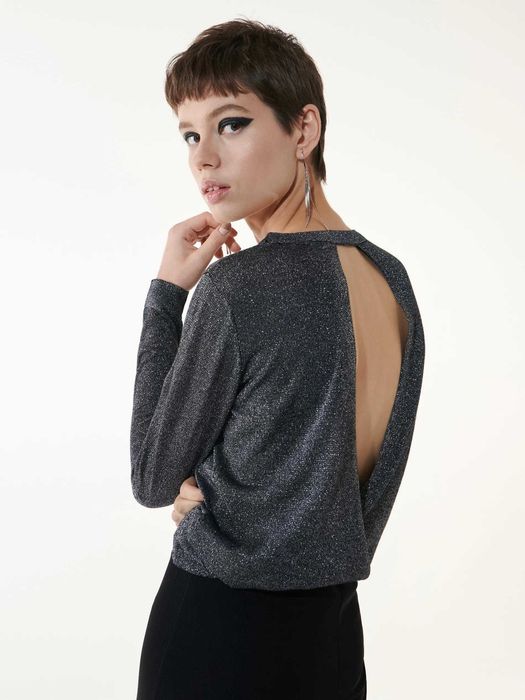 Bluza cu spatrele gol cu fir lurex NOUA