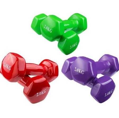 Фитнес гантели (пара, цветные) (2кг + 2кг)