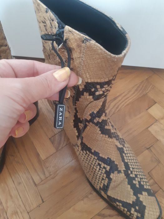 Cizme Zara piele naturala snake print