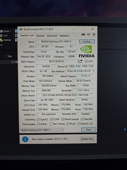 Gainward GeForce GTX 1050 Ti, 4GB GDDR5, 128-bit