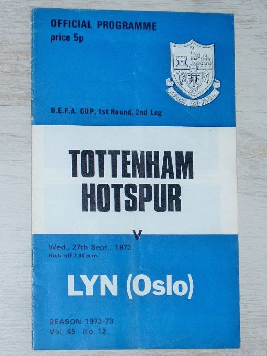 Стари футболни програми Тотнъм Хотспър от европейски клубни турнири