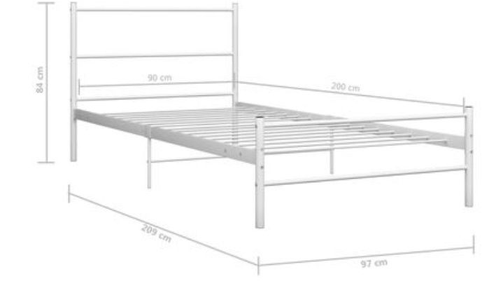Cadru de pat, alb, 90 x 200 cm, metal