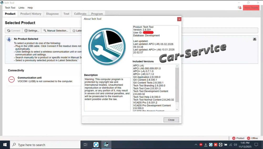 TechTool 2.8.331 update APCI+ 01.2026 DeveloperTool 0.7.1.0 Vocom 1, 2