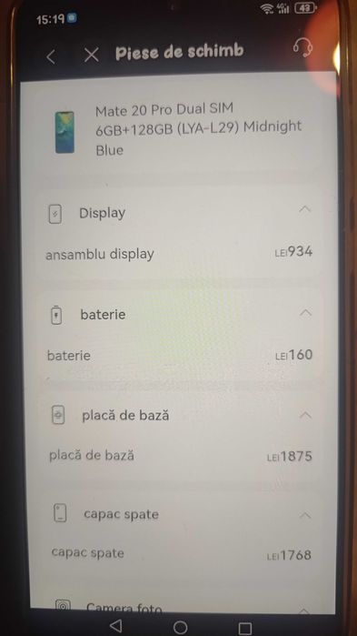 Telefon mobil Huawei Mate 20 pro