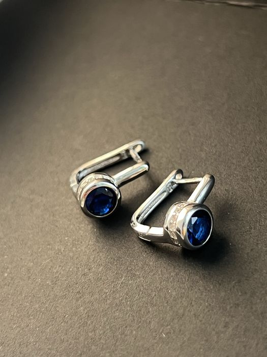 Серьги серебро с сапфиром