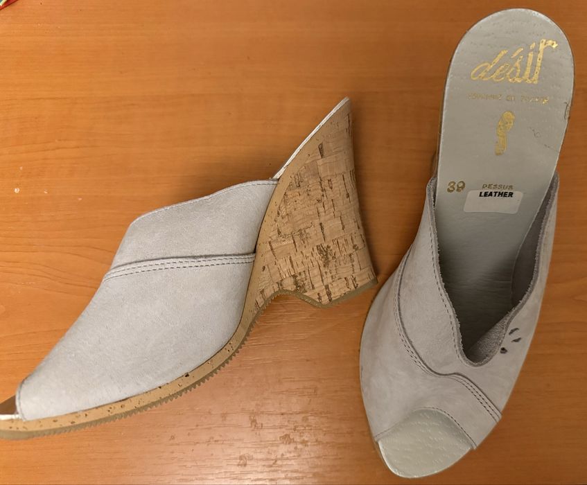 Чисто нови италиански Vero Cuoio 8 1/2 ;кожени дамски чехли с лепка 38