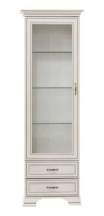 Шкаф с витриной Тиффани Анрекс 1V2S (Woodline Кремовый)