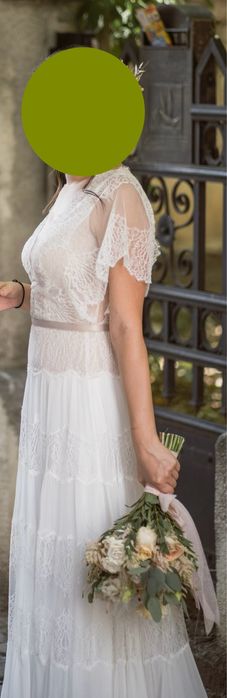 Rochie de mireasa in stil boho din matase si voal (Divine Atelier)