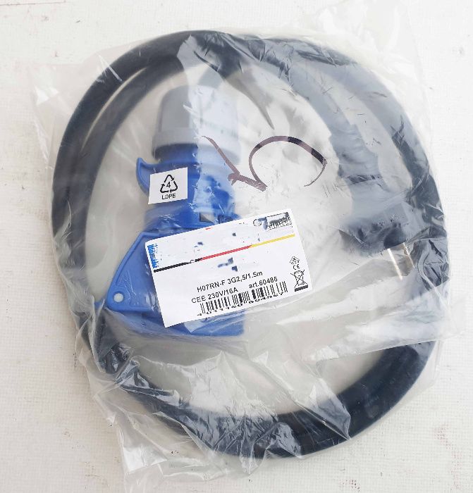 Cablu de alimentare 220 V pentru rulote, 3x2,5, 1,5 M