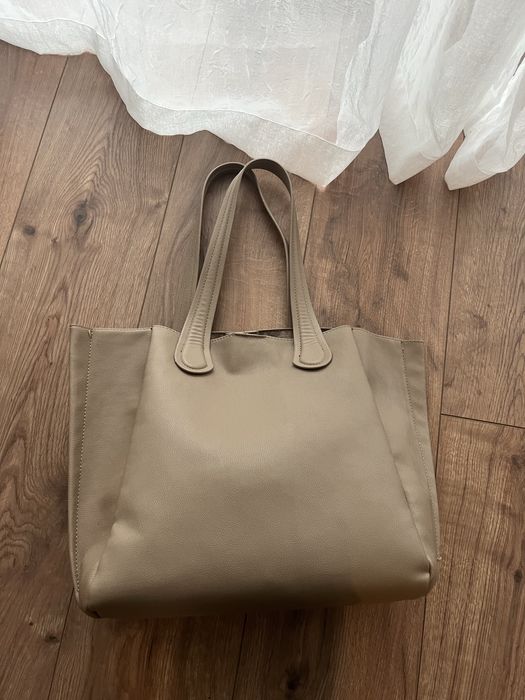 Zara tote bag бежаво-сива