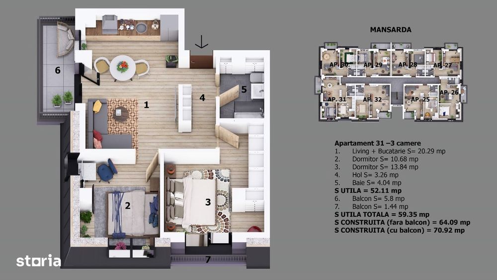 Apartament 3 camere | Str Ion Creanga | 700m DN1 |
