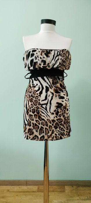 Официална къса рокля с пайети/камъни