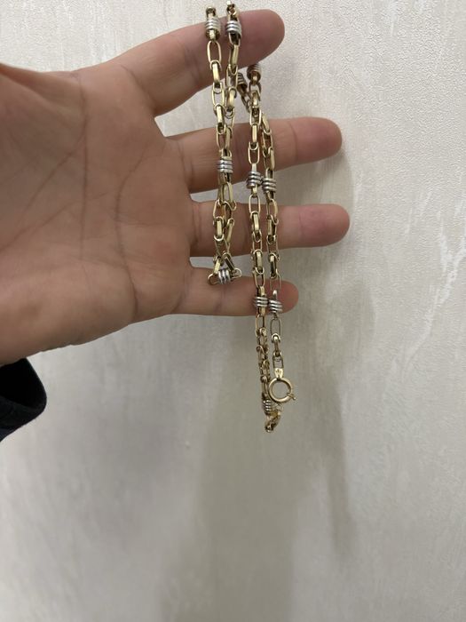 Lant aur 14k galben cu alb