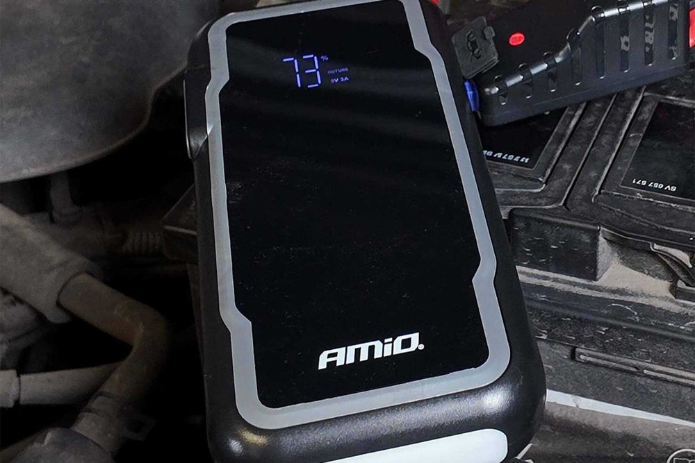 Преносимо стартово устройство AMiO 1600A 3в1 - Jump Starter, LED, външна батерия, капацитет 12Ah, 12V