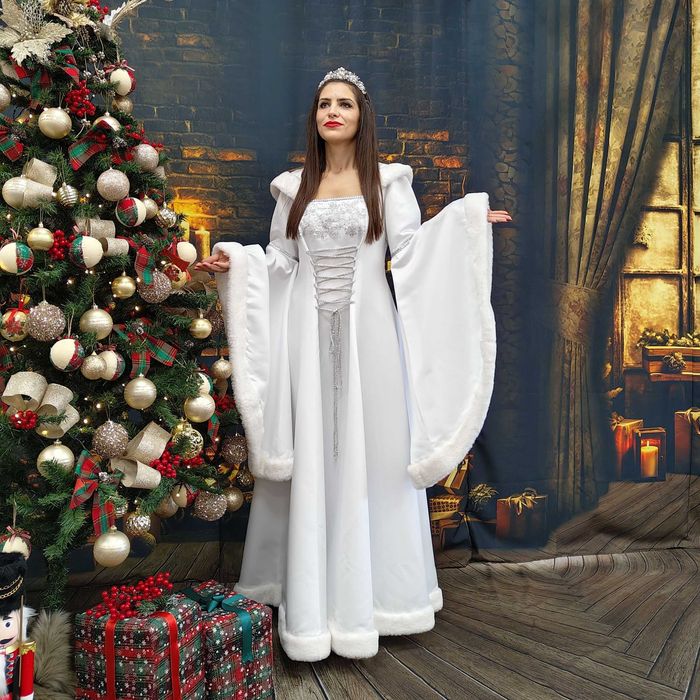 Costum Craciun Crăiasa Zăpezii premium realizat manual Prințesa Zăpezii costum lux pentru evenimente și promoții