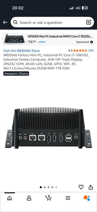 Mini computer Weidian procesor i7 32gb ram 1t ssd