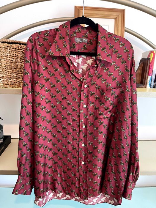 Оригинална мъжка/унисекс копринена риза на Christian Dior размер L/XL
