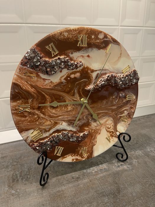 Ceas de perete din rășină cu cristale diametru 30 cm