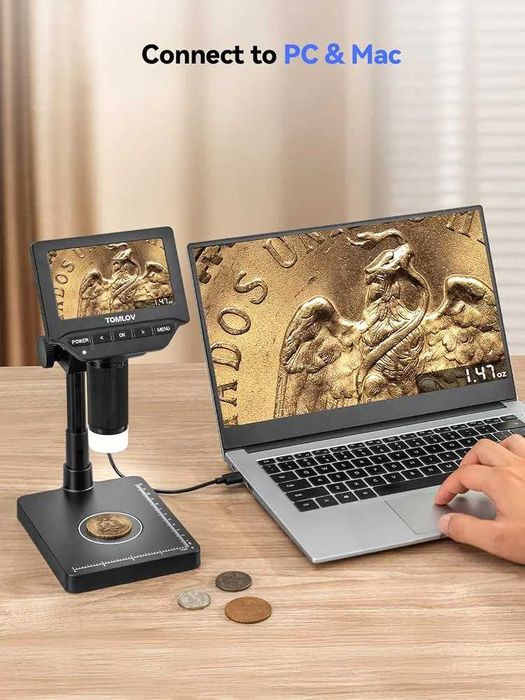 Чисто нов Дигитален Мониторен Микроскоп TOMLOV DM4W 4.3 Инча 2 в 1 ...
