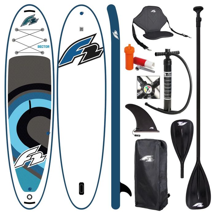 SET Placă SUP gonflabilă caiac NOU F2 Sector SMU 10.5' 320x85x15 scaun, rucsac, pompa, chit reparații și vâslă