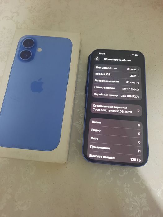 iPhone 16 128 гб аккумулятор 100%