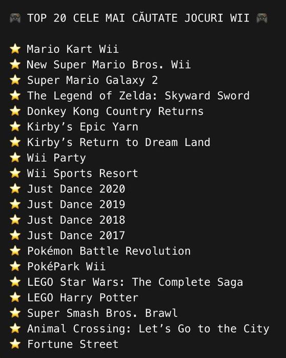Jocuri originale Nintendo Wii | colectie personala | Top 200 All Time
