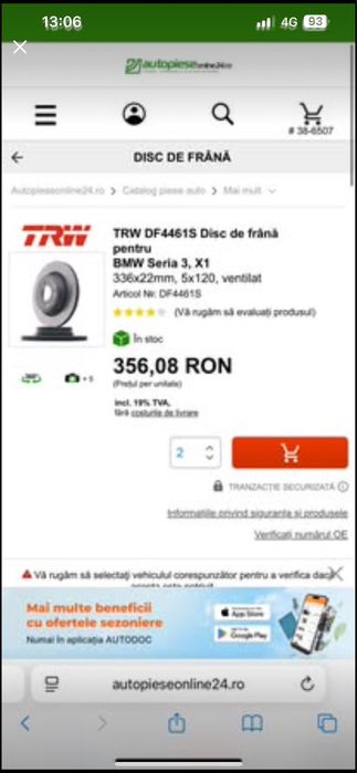 Discuri frana spate BMW