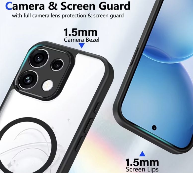 Oppo Reno16,Oppo Reno16 pro ударо-устойчив кейс Magsafe прозрачен