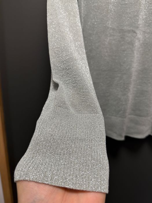 Bluză elegantă, culoare bleu-gri deschis metalizat, mărimea M, H&M