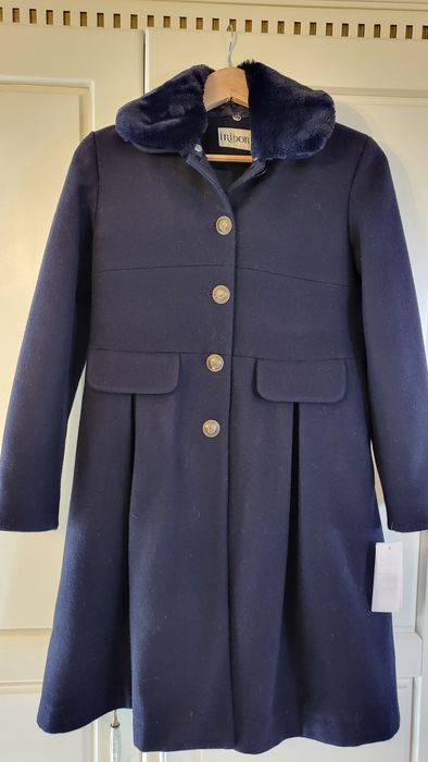 Palton lana, toamna- iarna, fete 158 cm-164 cm, bleumarin
