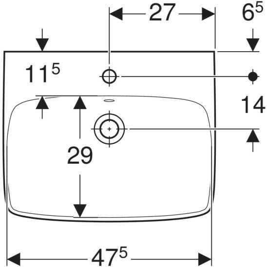 Chiuveta dreptunghiulară Geberit Selnova cu Baterie