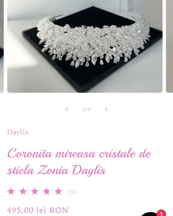 Coroniță de mireasa de zirconiu