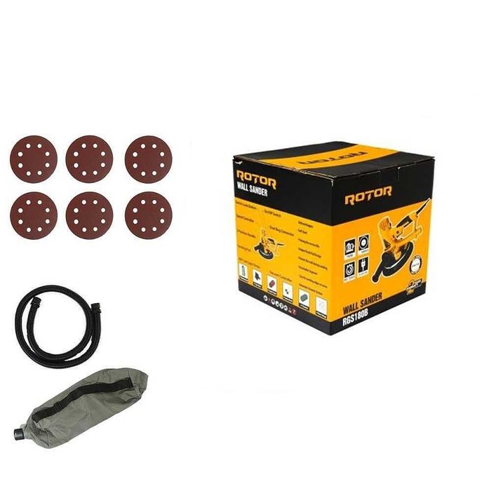 Шлайф за стени и тавани ROTOR RG-S180, 750W, 180мм, с торба и 6 шкурки
