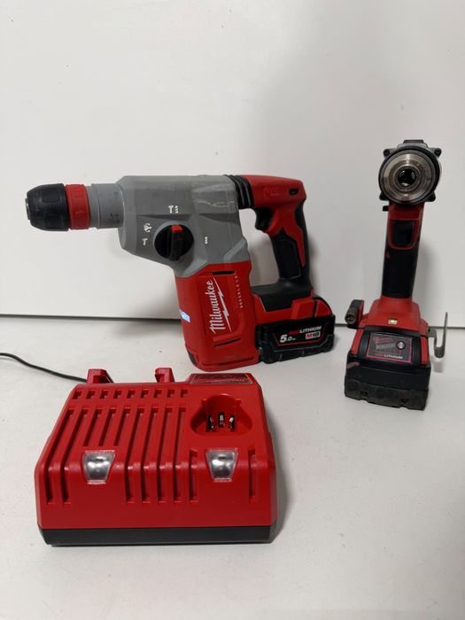 Pachet Milwaukee M18 BLHX + M18 BLPDRC + 2 acumulatori 5Ah + incarcator